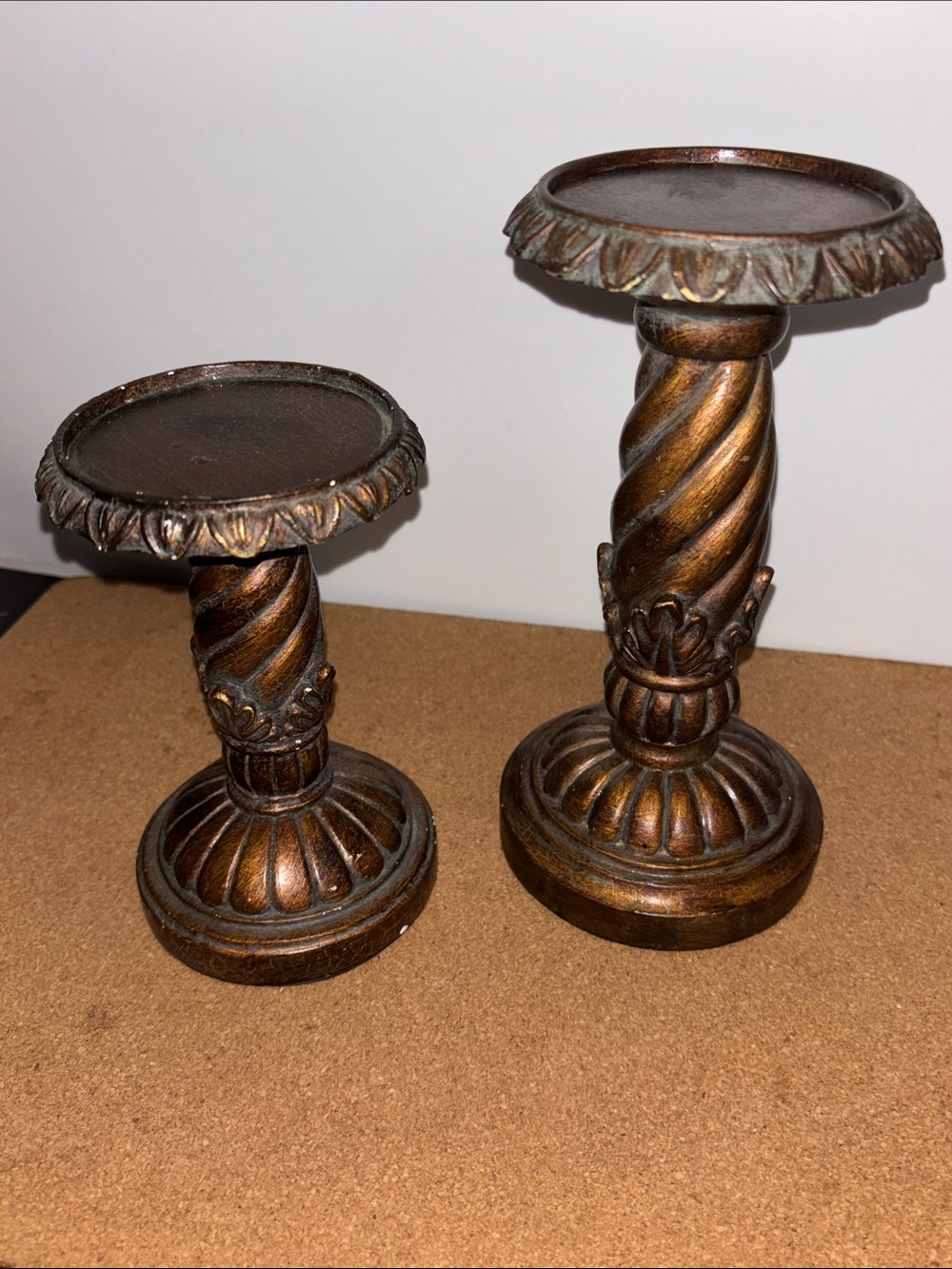 💐3/$15 Decorative Twisted Column Candle Holders Bronze Finish 8” 6” DIY